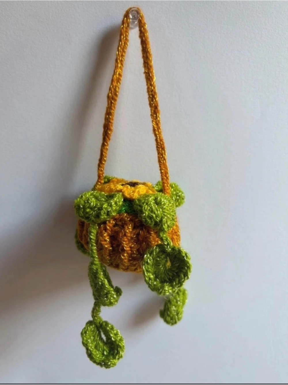 Handmade Gold and Green Crochet Hanging Ornament